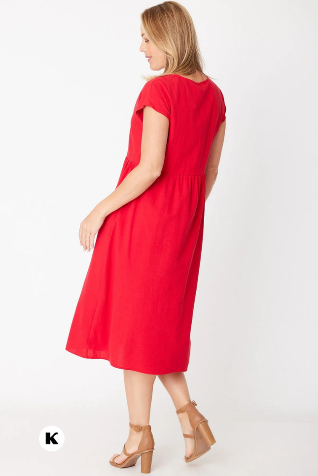 Effen model midi jurk