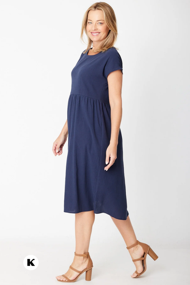 Effen model midi jurk
