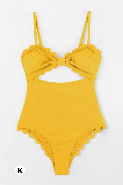 Jacquard knotted model cut out stijl badpak
