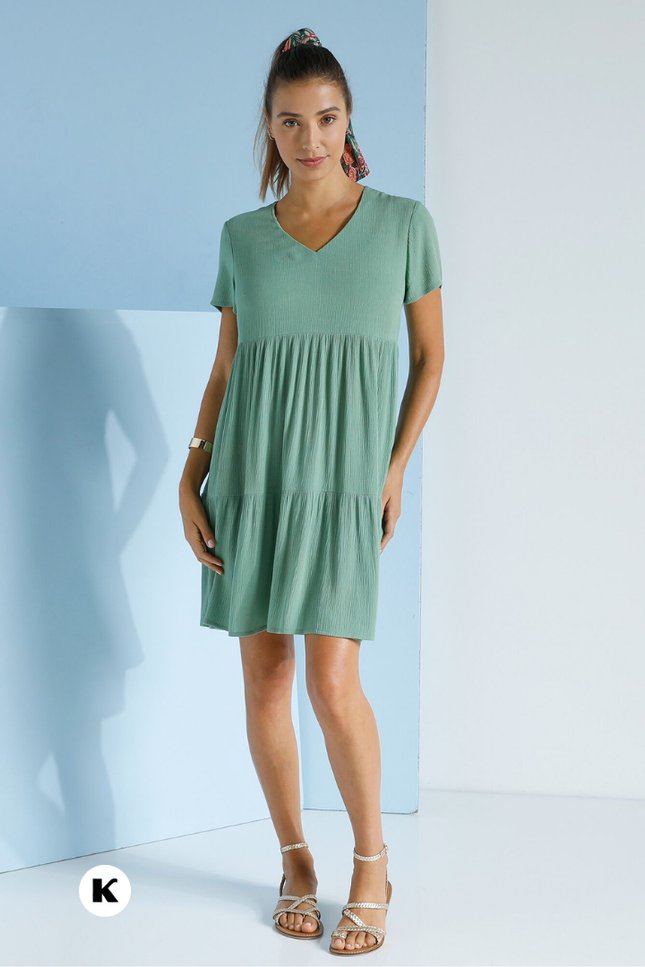 V-hals model effen korte jurk