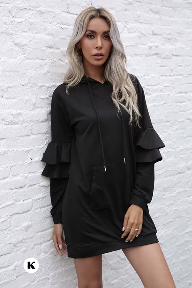 Cross border model layered mouwen design jurk