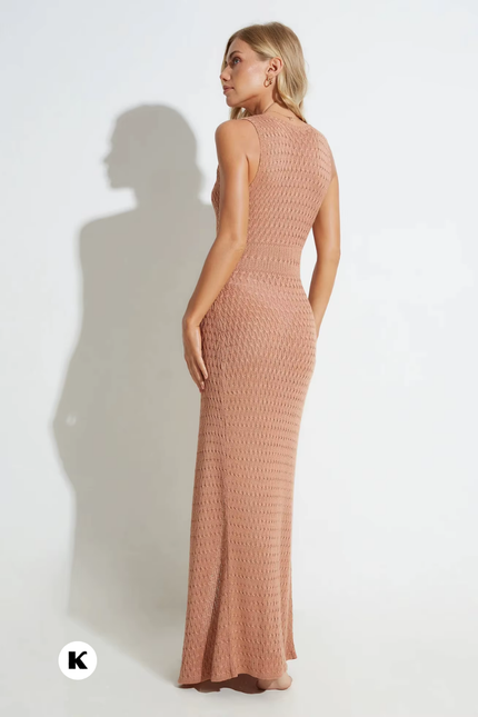 Deep low-cut model bodycon maxi jurk