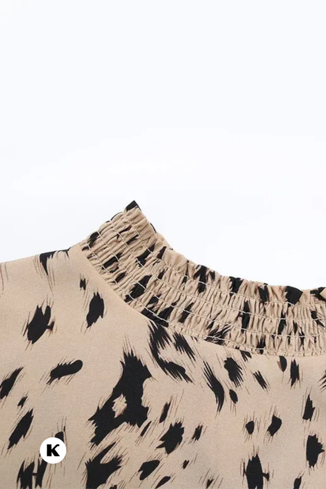 Commuter crew-neck design leopard jurk
