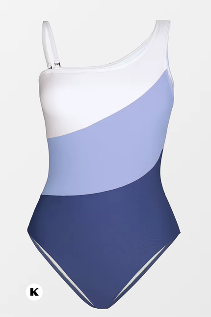 Color block model one shoulder stijl badpak