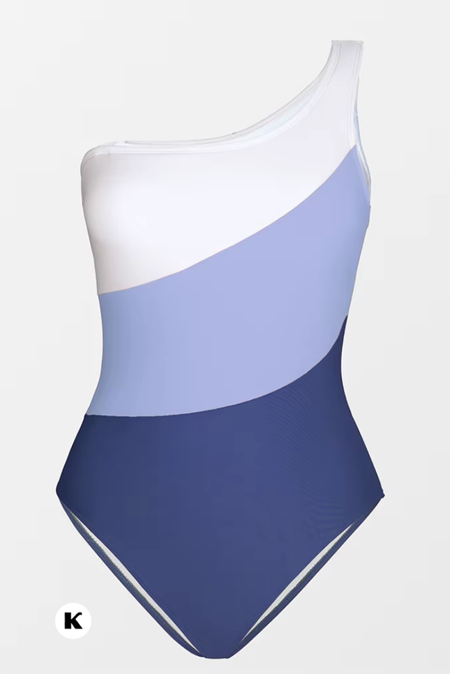 Color block model one shoulder stijl badpak