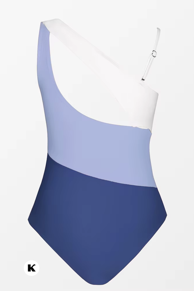 Color block model one shoulder stijl badpak