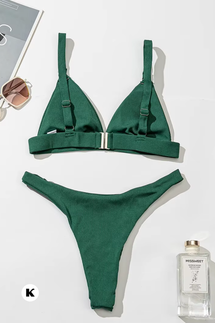 High leg cut model ribbed stijl bikini