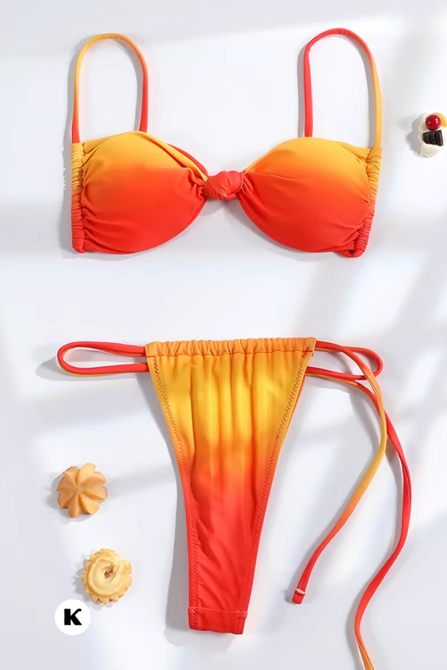 Mixing color stijl oranje push up model bikini