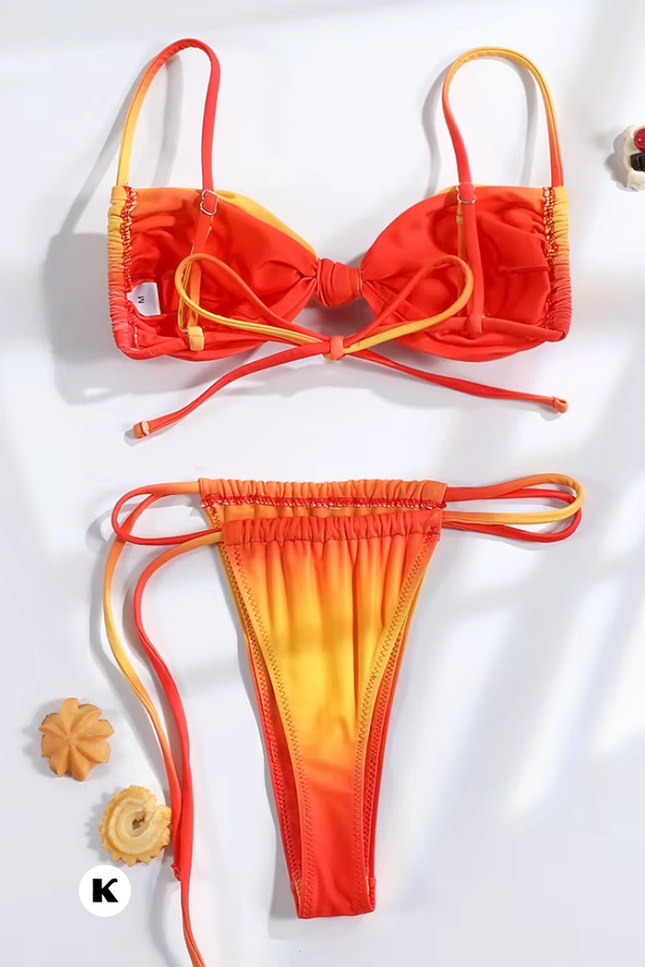 Mixing color stijl oranje push up model bikini