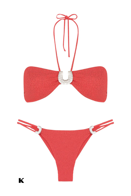 U design model high waisted cross neck bikini