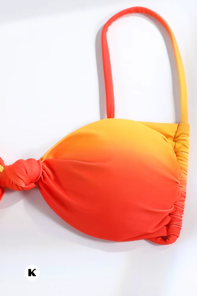 Mixing color stijl oranje push up model bikini