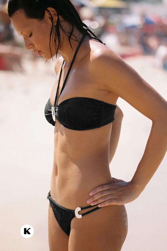 U design model high waisted cross neck bikini