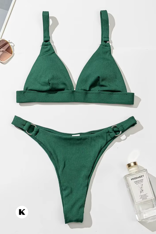 High leg cut model ribbed stijl bikini
