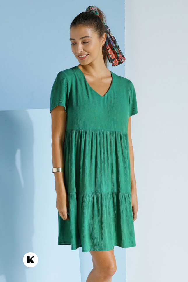 V-hals model effen korte jurk