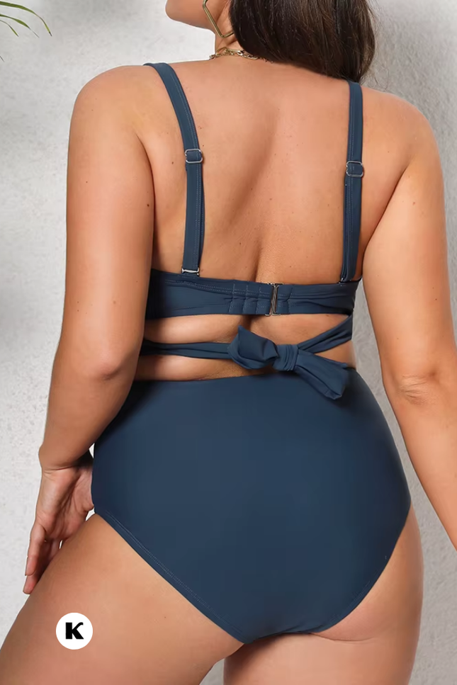 Wrap tie model high waisted plus size bikini