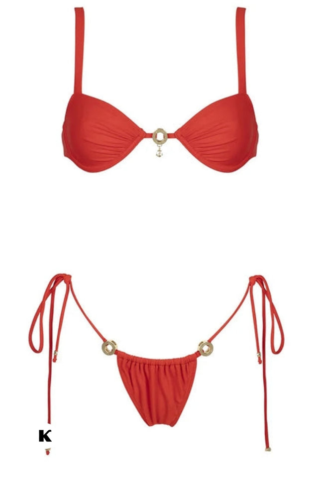 Rode string model bandage stijl bikini