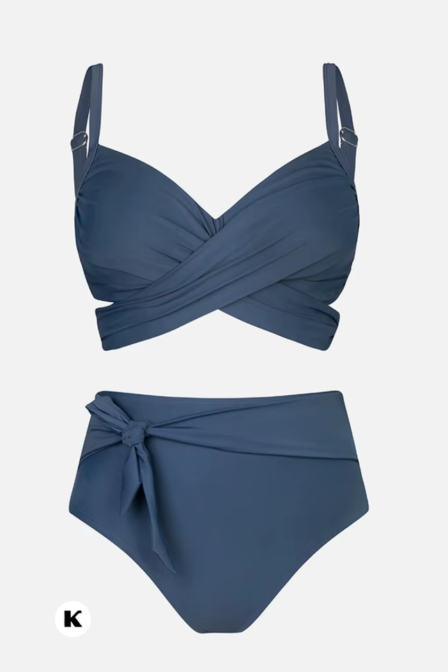 Wrap tie model high waisted plus size bikini