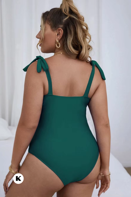 Push up effen-kleurige plus size badpak