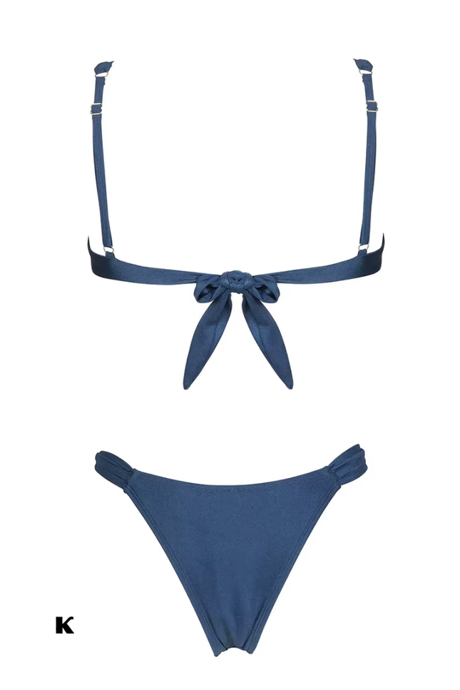 Bandage model donkerblauwe triangle bikini