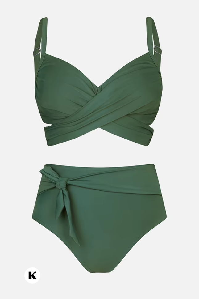 Wrap tie model high waisted plus size bikini