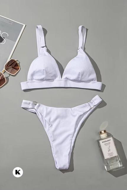High leg cut model ribbed stijl bikini